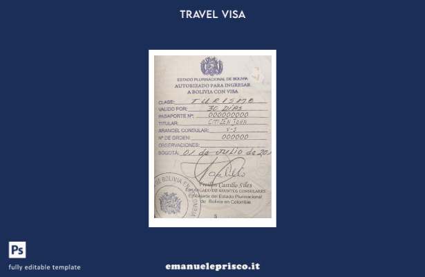 modello di visto Bolivia in stile verificato (versione timbro).